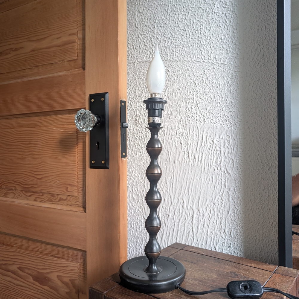 IKEA vintage Ekarp Bobbin Oiled Bronze Bedside Lamp